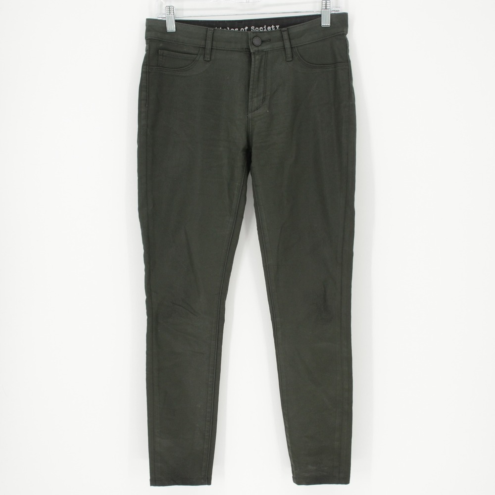 Articles of Society Women's Olive Green Coated Skinny Jeans 27"‎ Waist